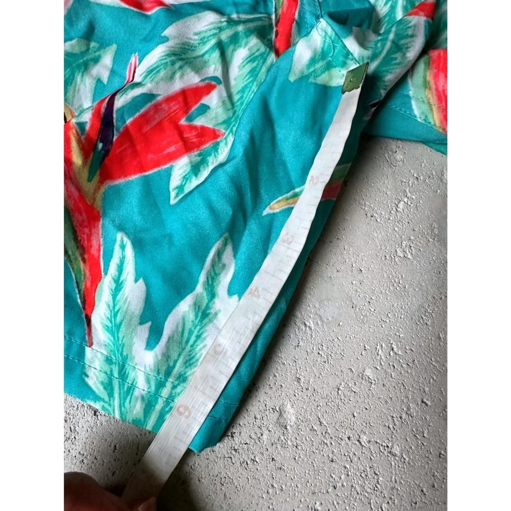 Chubbies Teal Bird of Paradise Tropical Floral Mesh Lined Swim Trunks Shorts L